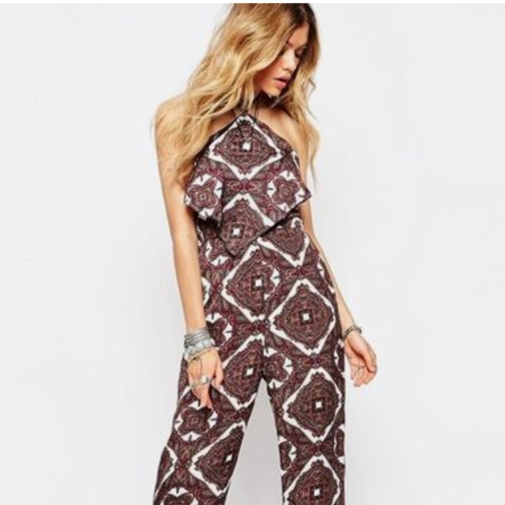 Missguided Boho Aztec Print Wide Leg Jumpsuit